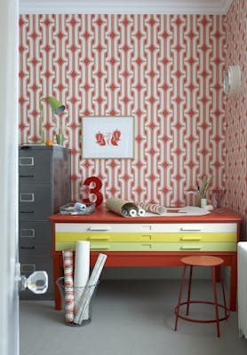 Rood retro behang